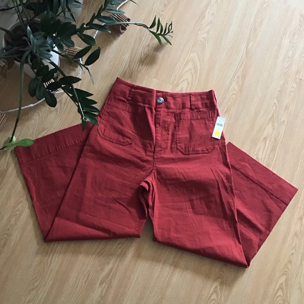 Anthropologie rust red wide leg trousers NWT